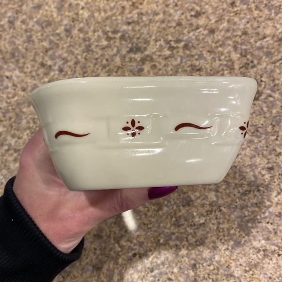 Longaberger Small Heart Vitrified Pottery Dish Red and Ivory - Picture 12 of 17